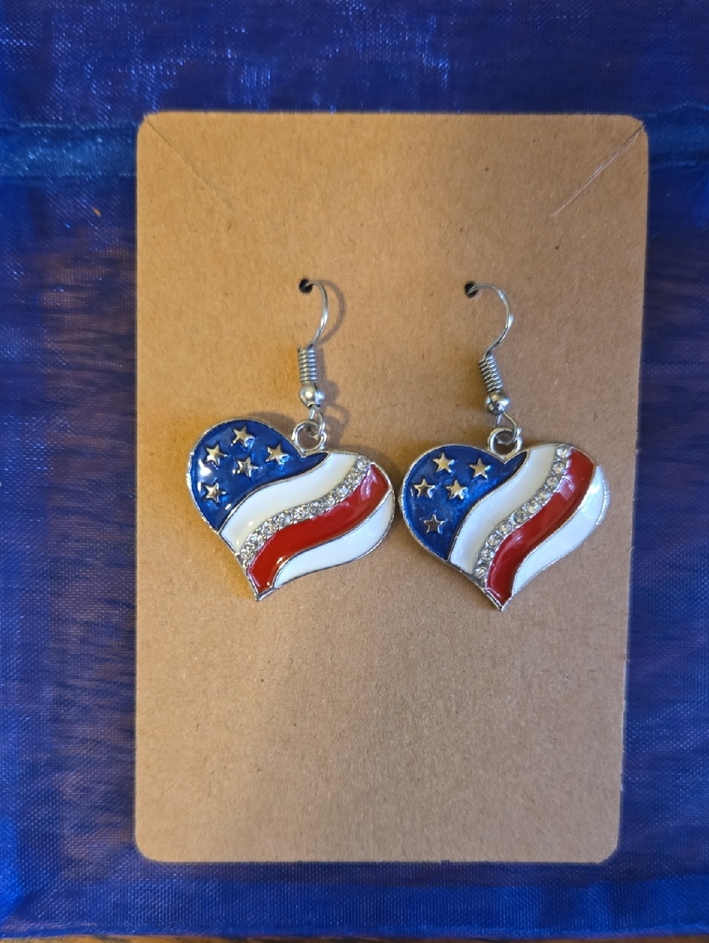 ♦️Heart Shaped Patriotic Red White & Blue Earrings FINAL PRICE